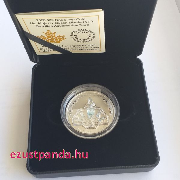 Akvamarin Tiara - a Királynő fejdísze 2020 1 uncia kanadai proof ezüst pénzérme Swarovski kristályokkal