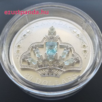 Akvamarin Tiara - a Királynő fejdísze 2020 1 uncia kanadai proof ezüst pénzérme Swarovski kristályokkal