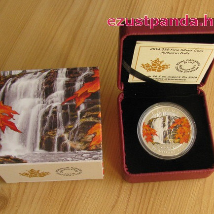 Őszi vízesés 2014 1 uncia kanadai proof ezüst pénzérme Őszi vízesés 2014 1 uncia kanadai proof ezüst pénzérme