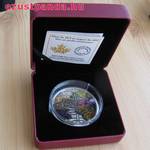 A varázslatos kert kapuja 2 uncia kanadai proof ezüst pénzérme, bronz filigránnal