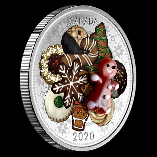 Karácsonyi sütemények murano-i üveg dísszel 1 uncia kanadai proof ezüst pénzérme