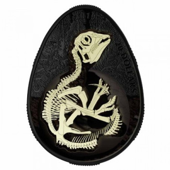 Hadrosaurus tojásban 2019 1 uncia kanadai proof ezüst pénzérme