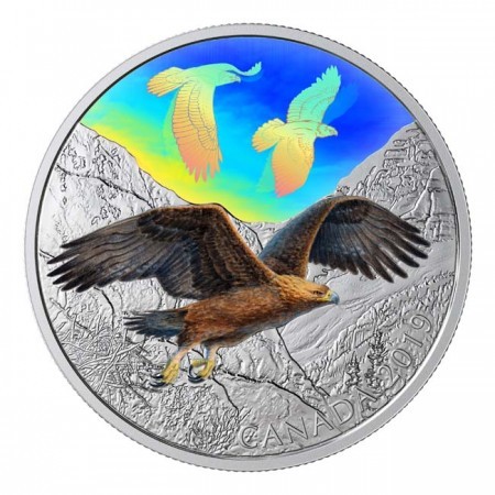 Szirti sas 2019 2 uncia kanadai proof ezüst pénzérme hologrammal Szirti sas 2019 2 uncia kanadai proof ezüst pénzérme hologrammal