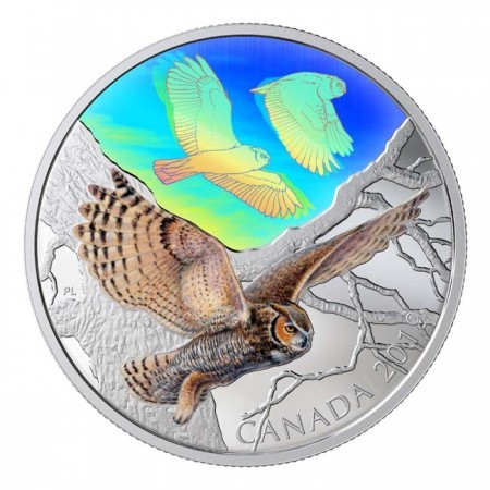 Uhu bagoly 2019 2 uncia kanadai proof ezüst pénzérme hologrammal