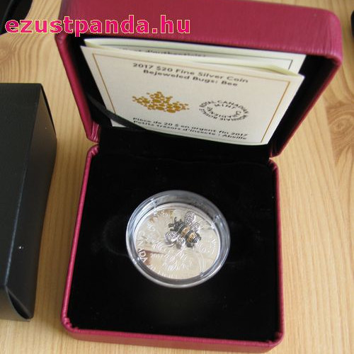 Méhecske drágakövekkel - 2017 1 uncia kanadai proof ezüst pénzérme