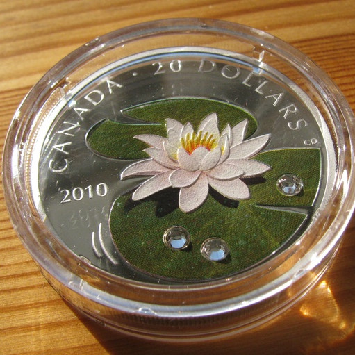Vizililiom 2010 1 uncia proof ezüst pénzérme Swarovski kristályokkal