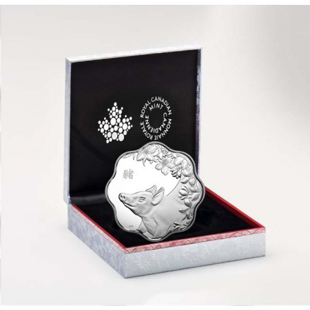 Lunar Lotus Disznó 2019 1 uncia proof ezüst pénzérme Lunar Lotus Disznó 2019 1 uncia proof ezüst pénzérme