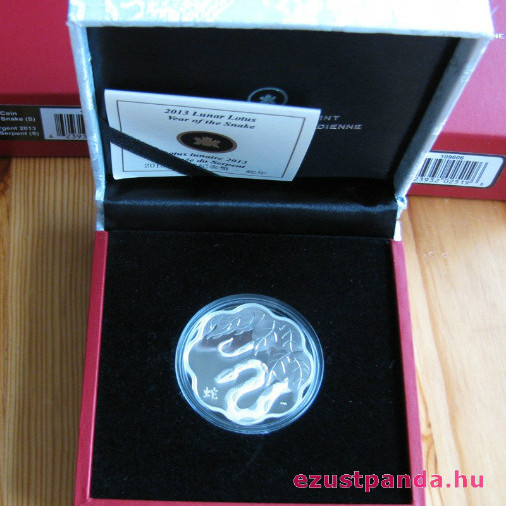 Lunar Lotus Kígyó 2013 1 uncia proof ezüst pénzérme