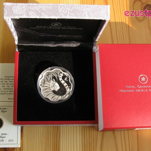 Lunar Lotus Tigris 2010 1 uncia proof ezüst pénzérme