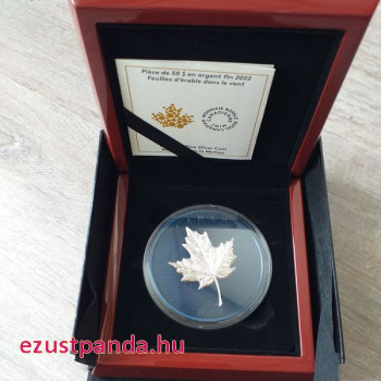 Maple Leaf / Juharlevél 2022 5 uncia proof ezüst pénzérme - KÉK RÓDIUM BEVONATTAL!