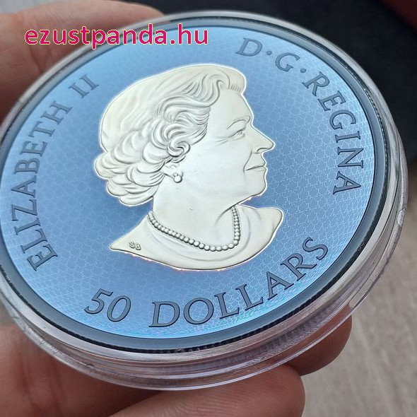 Maple Leaf / Juharlevél 2022 5 uncia proof ezüst pénzérme - KÉK RÓDIUM BEVONATTAL!