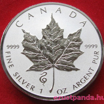 Maple Leaf 2013 1 uncia fordított proof ezüst pénzérme "Kígyó éve" verdejellel