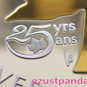 Maple Leaf 2013 1 uncia aranyozott ezüst pénzérme 25 éves jubileumra Maple Leaf 2013 1 uncia aranyozott ezüst pénzérme 25 éves jubileumra