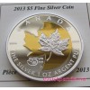 Maple Leaf 2013 1 uncia aranyozott ezüst pénzérme 25 éves jubileumra