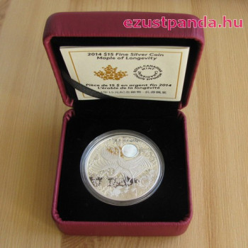 Hosszú élet - Maple of Longevity 2014 1 uncia proof hologramos ezüst pénzérme 