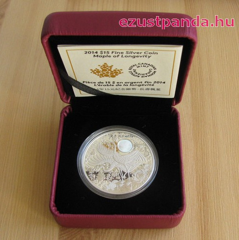 Hosszú élet - Maple of Longevity 2014 1 uncia proof hologramos ezüst pénzérme Hosszú élet - Maple of Longevity 2014 1 uncia proof hologramos ezüst pénzérme