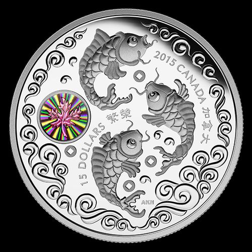 Jólét - Maple of Prosperity 2015 1 uncia proof hologramos ezüst pénzérme Jólét - Maple of Prosperity 2015 1 uncia proof hologramos ezüst pénzérme