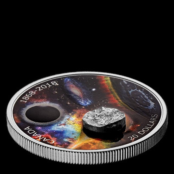 Csillagászat 2018 1 uncia kanadai proof ezüst pénzérme - meteordarabbal