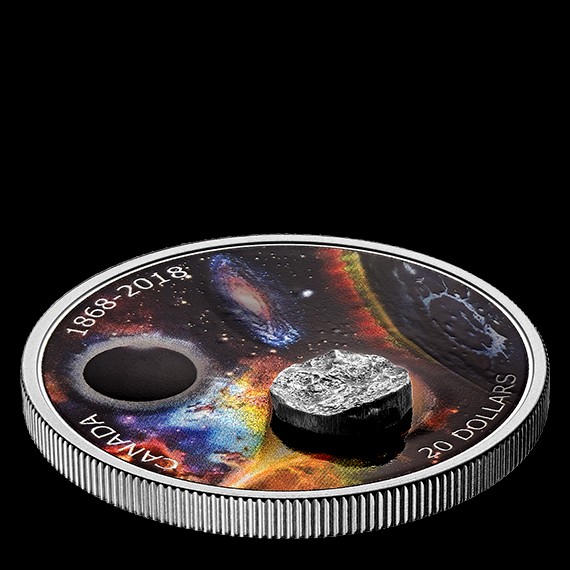 Csillagászat 2018 1 uncia kanadai proof ezüst pénzérme - meteordarabbal