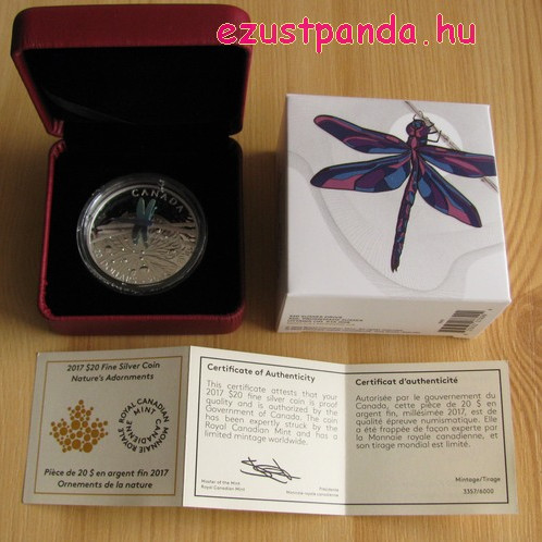 Nióbium szitakötő 3D 2017 1 uncia proof ezüst pénzérme Nióbium szitakötő 3D 2017 1 uncia proof ezüst pénzérme