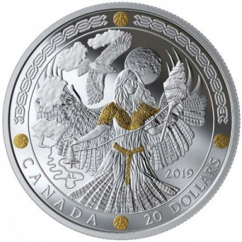 Skandináv istenek: FRIGG 2019 1 uncia kanadai proof ezüst pénzérme