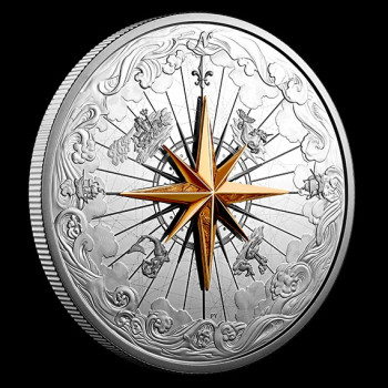 Szélrózsa 2019 5 uncia kanadai proof ezüst pénzérme