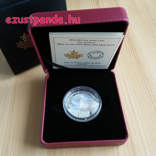 Univerzum III 2016 1 uncia kanadai proof ezüst pénzérme boroszilikát üveggel, ezüstfüst rádióhullámmal Univerzum III 2016 1 uncia kanadai proof ezüst pénzérme boroszilikát üveggel, ezüstfüst rádióhullámmal