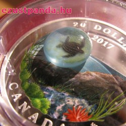 Tenger alatti világ - Tengeri teknős 2017 1 uncia kanadai proof ezüst pénzérme boroszilikát üveggel