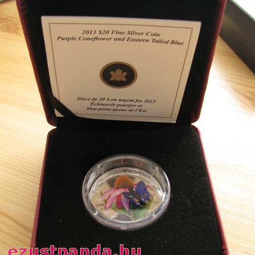 Murano-i üveg pillangó 1 uncia kanadai proof ezüst pénzérme Murano-i üveg pillangó 1 uncia kanadai proof ezüst pénzérme