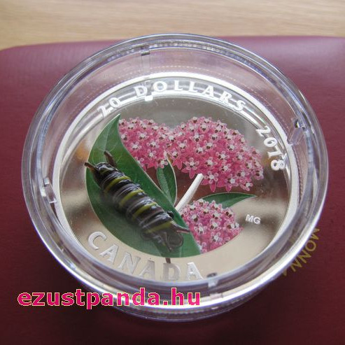 Murano-i üveg hernyó 1 uncia 2018 kanadai proof ezüst pénzérme Murano-i üveg hernyó 1 uncia 2018 kanadai proof ezüst pénzérme
