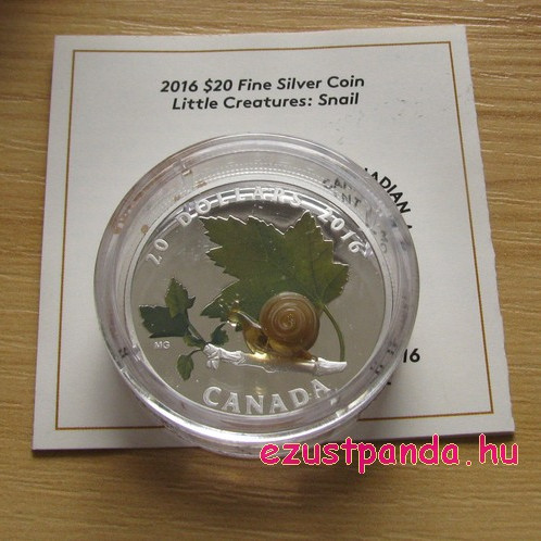 Murano-i üveg csiga 1 uncia 2016 kanadai proof ezüst pénzérme
