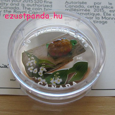 Murano-i üveg teknős 1 uncia kanadai proof ezüst pénzérme