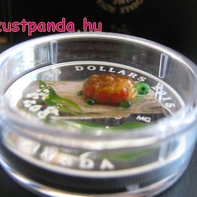 Murano-i üveg teknős 1 uncia kanadai proof ezüst pénzérme