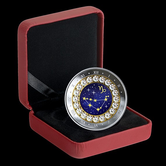 Csillagjegyek Nyilas 2019 proof ezüst pénzérme Swarovski kristályokkal