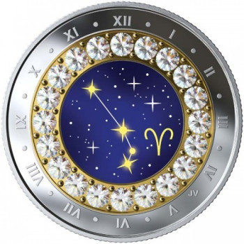 Csillagjegyek Kos 2019 proof ezüst pénzérme Swarovski kristályokkal