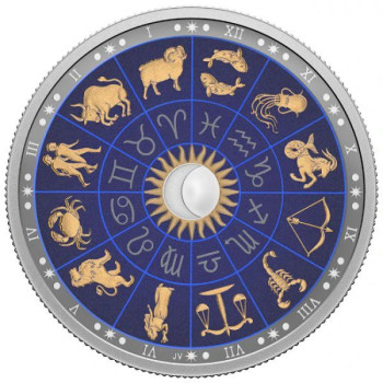 Csillagjegyek - Zodiac 2022 2 uncia kanadai proof ezüst pénzérme, sötétben világít