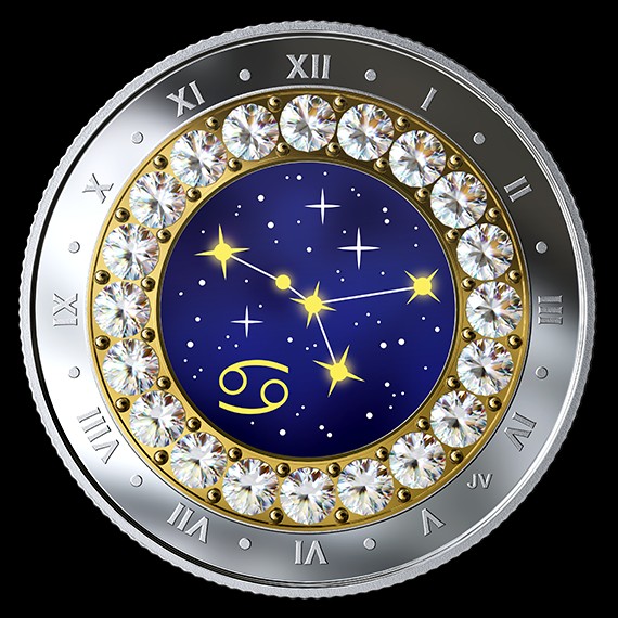 Csillagjegyek Rák 2019 proof ezüst pénzérme Swarovski kristályokkal