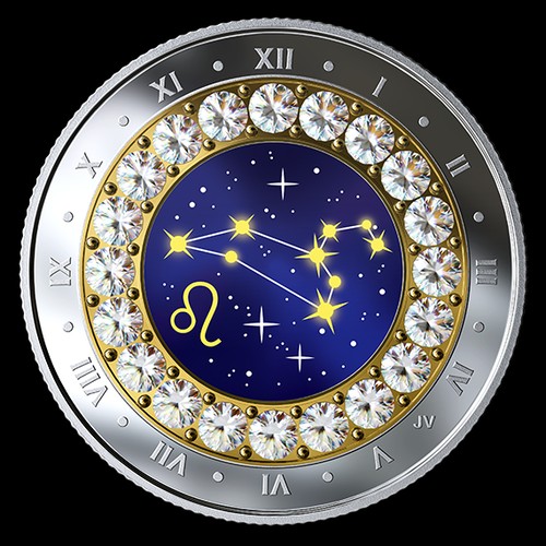 Csillagjegyek Oroszlán 2019 proof ezüst pénzérme Swarovski kristályokkal