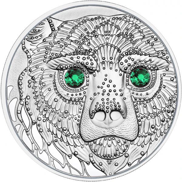 A világ szemei - Az medve gyógyereje 20 EUR 2023 proof ezüst pénzérme Swarovski kristályokkal