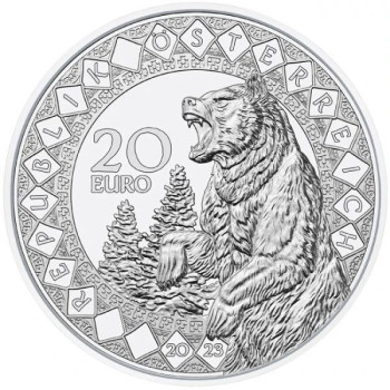 A világ szemei - Az medve gyógyereje 20 EUR 2023 proof ezüst pénzérme Swarovski kristályokkal