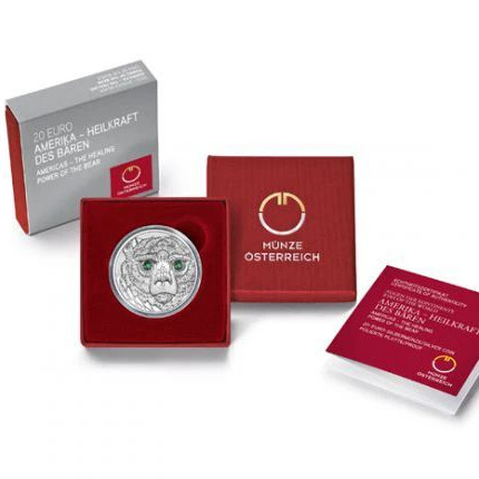 A világ szemei - Az medve gyógyereje 20 EUR 2023 proof ezüst pénzérme Swarovski kristályokkal