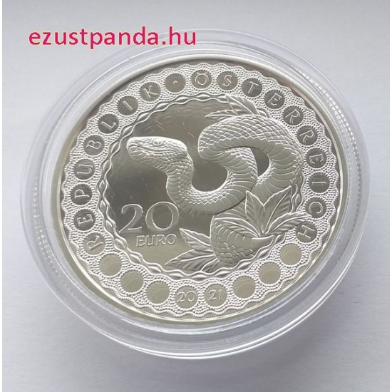 A világ szemei - A teremtő kígyó 20 EUR 2021 proof ezüst pénzérme Swarovski kristállyal