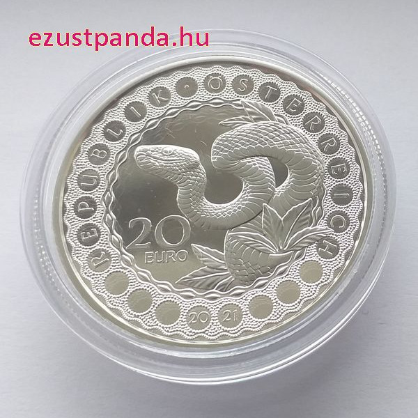 A világ szemei - A teremtő kígyó 20 EUR 2021 proof ezüst pénzérme Swarovski kristállyal