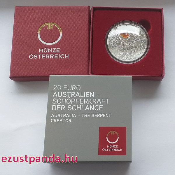 A világ szemei - A teremtő kígyó 20 EUR 2021 proof ezüst pénzérme Swarovski kristállyal