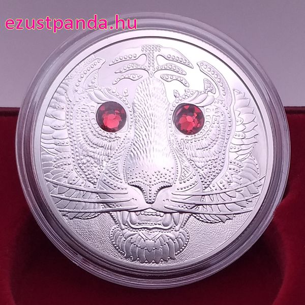 A világ szemei - A tigris ereje 20 EUR 2022 proof ezüst pénzérme Swarovski kristályokkal A világ szemei - A tigris ereje 20 EUR 2022 proof ezüst pénzérme Swarovski kristályokkal