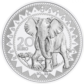 A világ szemei - Az elefánt nyugalma 20 EUR 2022 proof ezüst pénzérme Swarovski kristályokkal