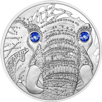 A világ szemei - Az elefánt nyugalma 20 EUR 2022 proof ezüst pénzérme Swarovski kristályokkal