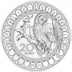 A világ szemei - A bölcs bagoly 20 EUR 2021 proof ezüst pénzérme Swarovski kristállyal