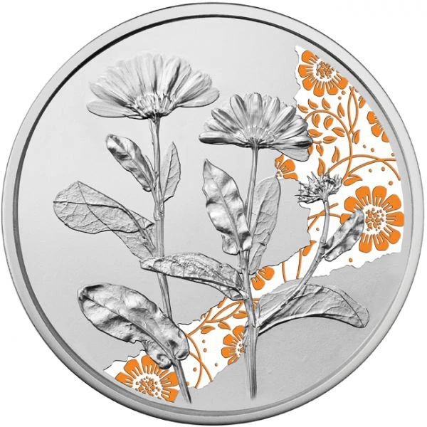 A virágok nyelvén - A körömvirág 10 EUR 2022 proof ezüst pénzérme