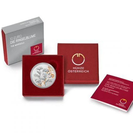 A virágok nyelvén - A körömvirág 10 EUR 2022 proof ezüst pénzérme